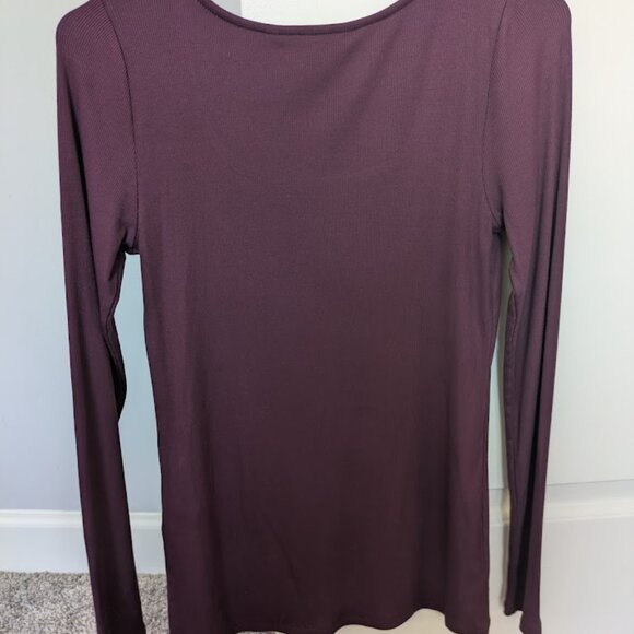 41 Hawthorn womens plum ribbed long sleeve square neck top size S - Picture 3 of 3